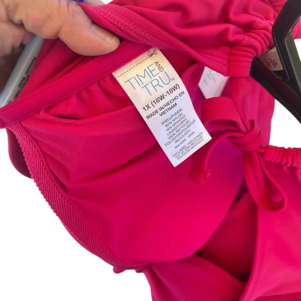 Time and Tru Pink Cutout One Piece Swimsuit size S(4-6) and 1X(16W-18W) New
